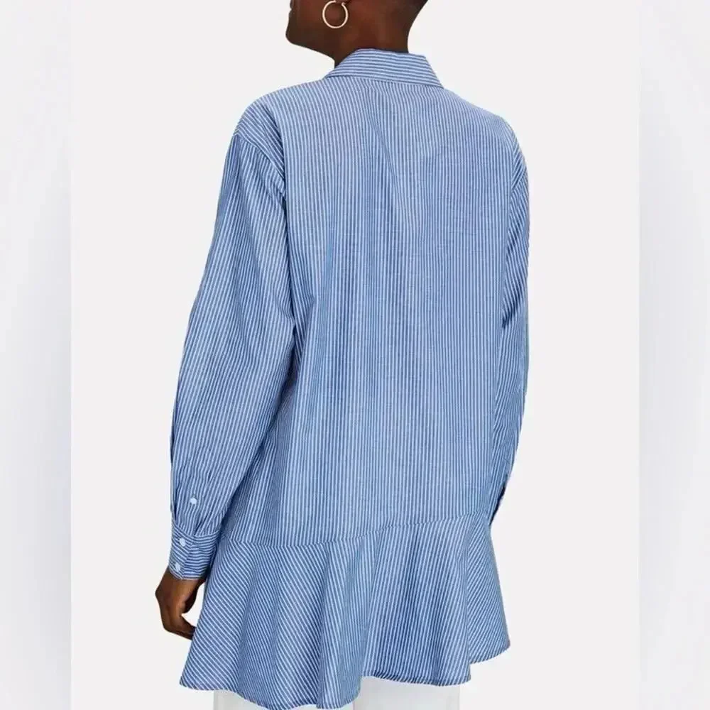 Veronica Beard • Gilda Assymetrical Button Down Hem Tunic Blouse - Picture 2 of 11